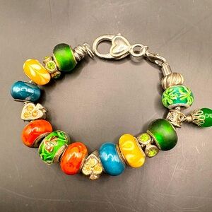 Multicolor Art Glass Beaded Bracelet